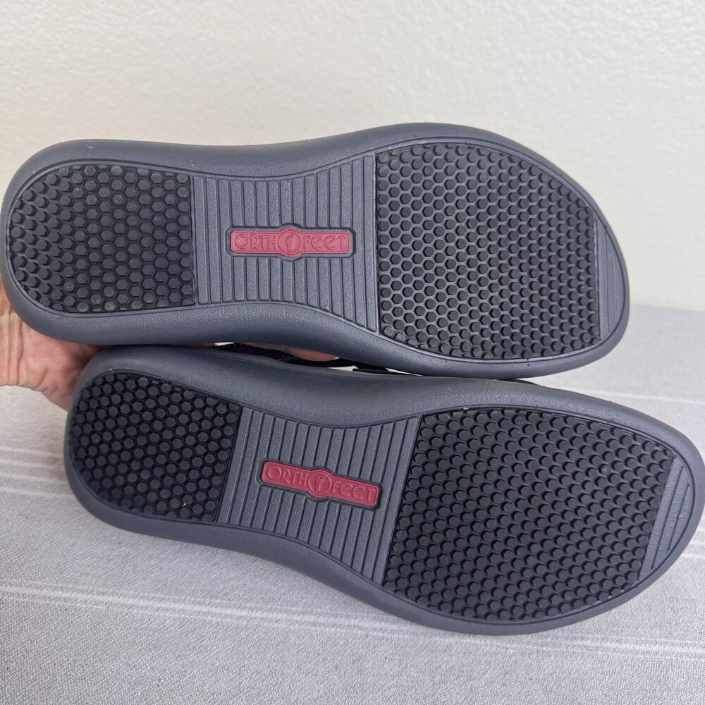 OrthoFeet Clio 976 Sandals Orthopedic Comfort Flip Flop Snake Black 8.5D Wide - Picture 11 of 12